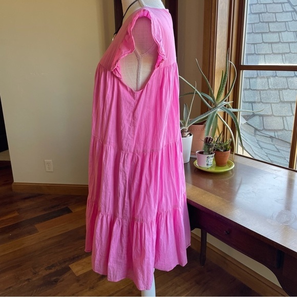 Charles Henry Pink Flutter Sleeve Tiered Mini Babydoll Dress - Picture 2 of 11